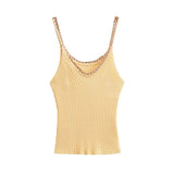 2025 New Slim Slim Lace Stitching Sling Vest 4192017 Metal Knit