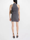 Zingj 2024 New Hollow Out Kink Design Sense Slim Show Thin Knitting Sleeveless Vest Skirt Female Sense