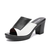Women Slipper's 2021 Ladies Summer Slippers Genuine Leather Shoes Women High Heels Fashion Summer