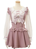 Kawaii Fashion High Waist Suspender Skirts Womens Sweet Bow Jupe Femme 2024 Summer Y2k Cute Falda