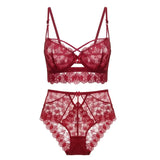 Fashion Classic Bandage Bra Set Lingerie Push Up Brassiere Lace Underwear Set Sexy High-Waist Panties For Women