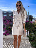 New Fashion Suit Coat Dress Women's Belt Waist Middle and Long Windbreaker Temperament Commuter Office Blazer Women