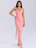 Corset Top With Long Scarves And Body-con Midi Skirt Set-Outfit