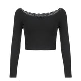 Girl Shoulder-Length T-Shirt 2024 New Lace Bowknot Spliced