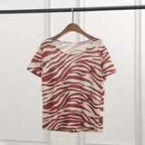 zèbre T Shirt Linen Femme Short Sleeve Round Collar Pattern Print Loose Tee Shirt Retro 2021 Tops Casual Women T