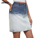 Denim Plus Size Skirt Spring Zipper Slim Gradient Ladies Skirt High Waist Short Skirt Summer Gothic Club Large Jean