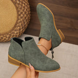 Head After The Zippered Martin Boots Large Size Leather Boots Solid Color Thin And Thick Leather And Ankle