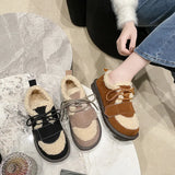 Zingj Size Thick Cotton Shoes Women 2023 Winter New Flat Women's Shoes Plus Velvet Warm Snow Cotton Brown Wool Shoes Women-Outfit