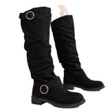 Fashion Autumn And Winter New Women Folded Western Cowboy Round Head Mid-Clinity Women's