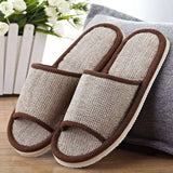 Flax Slippers Women Men Casual Linen Slides Multi-Style Non-Slip EVA Home Flip Flops Indoor Shoes Female