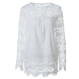 2020 Sping Winter Solid Sexy Lace Patchwork Women's T Shirt Fashion Casual O Neck Long Sleeve Ladies LooseT Shirts