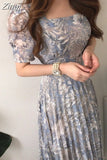 Dress Women Korean Floral Loose Style Casual Office Ladies Dresses Modis 2023 Pleated Fashion Spring Dress