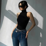 Women Sexy Sleeveless Halter Neck Vest Sleeveless Solid Knit Ribbed Slim Fit Tank Tops Clubwear Ladies Camisole Streetwear