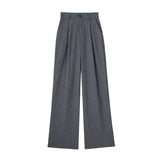 Gray Striped Pants Women High Waist Baggy Pants Woman Office Casual Summer Women's Pants Y2k Streetwear Wide Leg