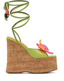 Heeled Sandals Women 2025 New Wear Thick-Soled Wood-Grass Waterproof Table Sandals Metal Stud
