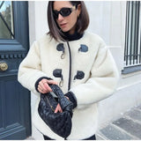 Faux Fur Plush Buckle Jacket-Outfit