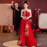 Chinese Fishtail Evening Dress 2025 New Light Luxury Niche Morning Robe Toasting Bridal Purple Banquet Dress Dress