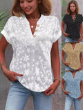 Zingj Wise Hot Style Summer Simple Casual Solid Color V Collar Short Sleeve Shirt