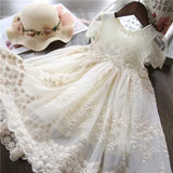 Dress Embroidery Princess Party Autumn Spring Kids Children Clothes Elegant Purple And White 3-8ys Lace Girls