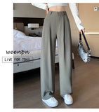 High Sense Suit Pants Female Spring And Summer 2025 New High Waist Hanging Feeling Wide Leg Pants Loose Thin Narrow Version Of The Floor Trousers-Outfit