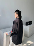 Vintage Embroidered Shirts For Women Spring 2022 Fashion Cotton Black White Batwing Long Sleeve Designer