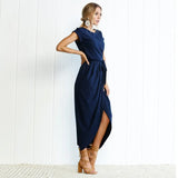 Sexy Women O-neck Short Sleeve Dresses Tunic Summer Beach Sun Casual Femme Vestidos Lady Clothing