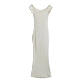 Zingj Trendy Women's Dress One-Word Shoulder Short-Sleeved Dress Summer New Hot Girls Sexy Slimming, Buttocks Show Skinny Long