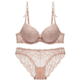 Sexy Lace 3/4 Cup Bra Sets For Women Wireless Thin Cotton Breathable Comfortable Underwear Solid color Lingerie