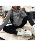 Ladies Letter Print Warm Long Sleeve Sweatshirt-Outfit