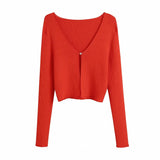 Fashion Red Knitted Cardigan Cropped Top Midi Skirt 3 Pieces Optional High Waist Elegant Set Summer Bodycon