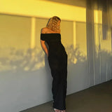 Knit Off-Shoulder Pleated Wrap Maxi Dress- Outfit