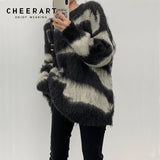 Mohair Striped Oversized Sweater Pullover Women Winter 2020 Long Loose Knitted Sweater Korean Fashion