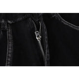 Sense Line High Waist Micro Bell-bottom Black Jeans Women Thin Tall Loose Wide Leg Mopping Pants Neutral Denim