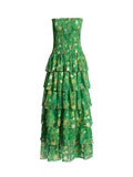 2025 New Fashion Sexy Print Pattern Lotus Leaf Design Slimming Cake Dress Bra