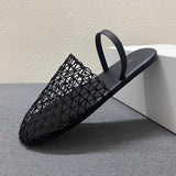 Retro Hollow Fishing Net Woven Sandals Women 2025 New Flat Bottom Comfortable Casual Slippers