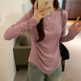 T-Shirt With Round Neck And Shoulder For Women In Autumn, The New Irregular Bottom Has A Niche Coat With A Sense Of
