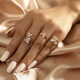 Zircon Butterfly Open Ring Three-piece SetOutfit