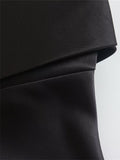Black Crop Top Women Satin Corset Top Female Off Shoulder Sexy Tops For Women 2023 Pleated Sleeveless Backless Bustier