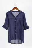 Fresh Loose Cotton Linen Three-quarter Temperament Commute Sleeve Collar Women's