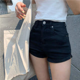 New High Waist Thin Denim Super Shorts Women's Summer Stretch Slim Long Leg Hot Shotes Fashion New Korean Hot