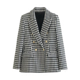 Zingj Autumn New Women's Wear Thousand Bird Case Double Breasted Suit Jacket Thousand Bird Case Casual Shorts