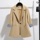 Women Office Lady Work-suit Slim Korean Style Simple Minimalist Patchwork Business OL Large Size Trendy Womens Femme