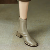 Zingj New 2023 Round-Headed Rear Zipper Skinny Boots-Outfit