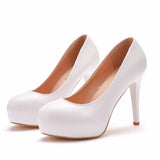Cm White Heel Single Shoes Red Thin Heel Waterproof Table White Wedding Shoes Large High Heels Wedding