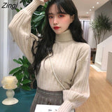 Sweater Women Aesthetic Solid Lantern Sleeve Korean Preppy Style Sweet Cute Ladies Warm Loose Casual Streetwear