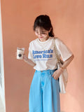 Zingj Chic Summer French Print Loose Casual Short-Sleeved