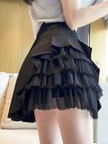 Sexy Mesh Patchwork Pleated Skirt Women Fashion High Waist A Line Mini Skirt Korean Preppy Style Student Dance Skirt