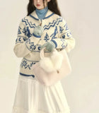 White Jacquard Zipper Cardigan- Outfit