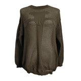 Zingj Smock Hollow Out Long Sleeve Knit Sweater Female Pure Color Versatile Loose Lazy Lazy Wind