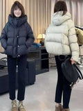 Soft Waxy Puff Down Jacket Women's Short Winter 2024 New Thick Small White Duck Down Bread Coat Tide-Outfit